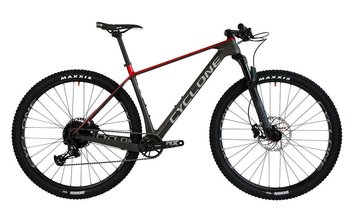 Фотография Велосипед CYCLONE PRO 1.0 carbon 29” 2022, размер М, Серо-красный